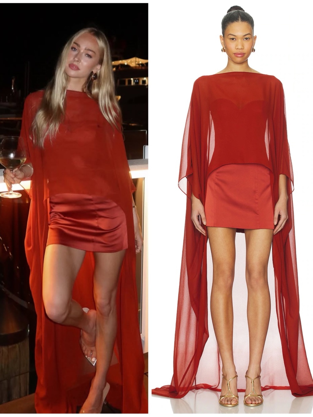 NWT Lovers + Friends Carina Mini Short Dress Maxi Train in Rust Red Womens Large